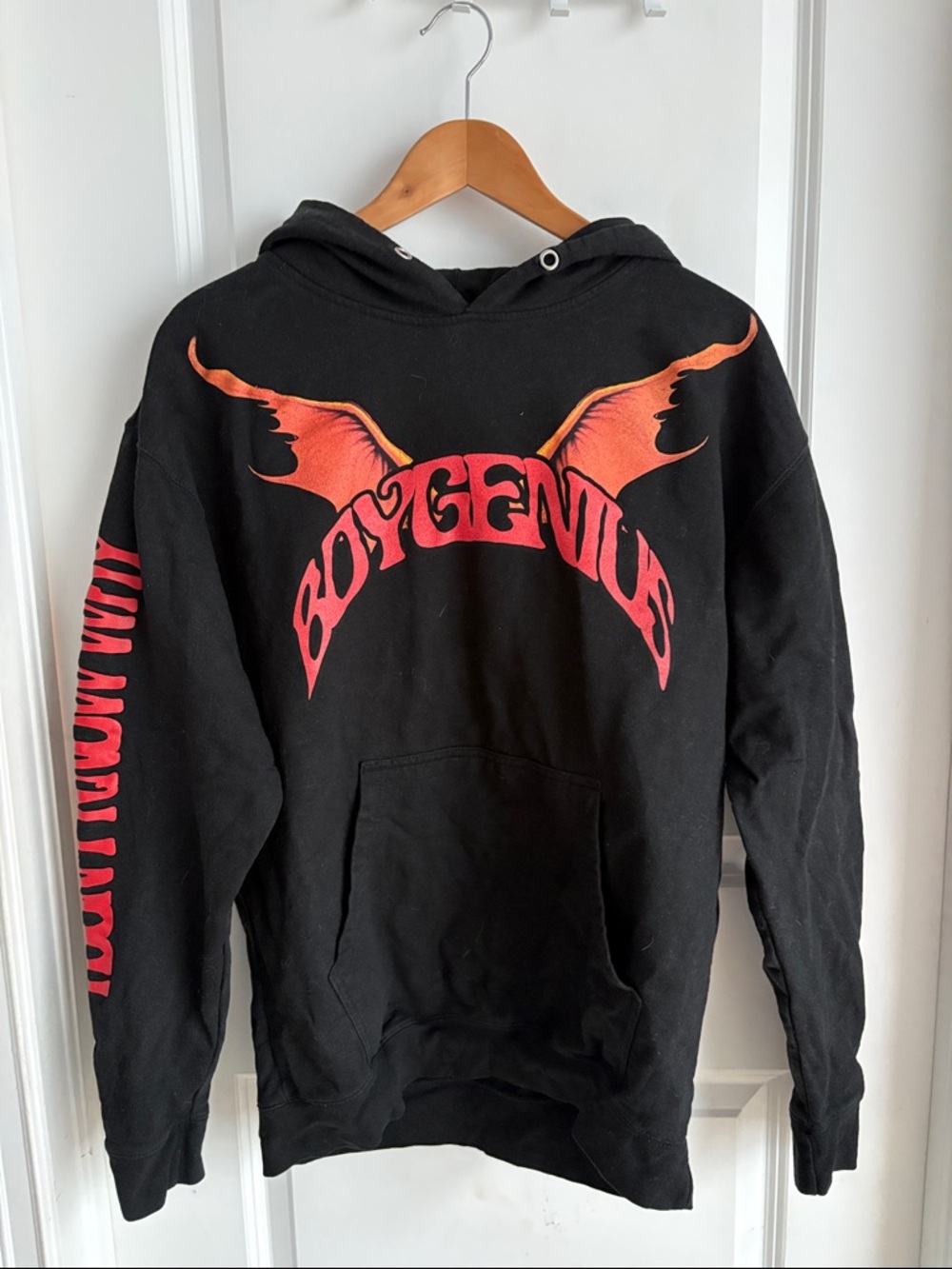 Black Hoodie with Orange Graphic - Men